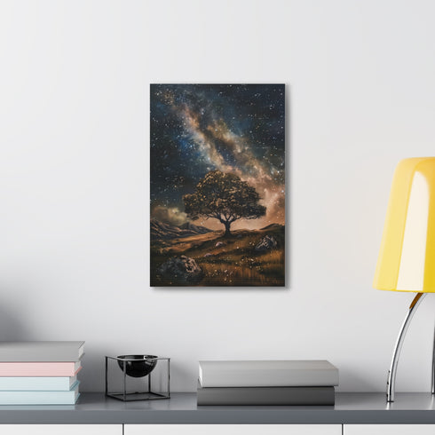 Starry night sky galaxy canvas art for home decor.