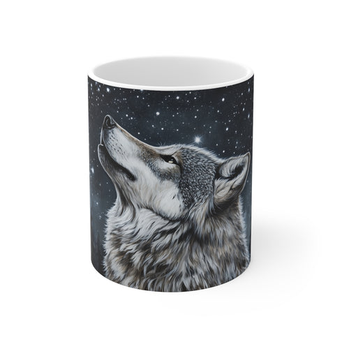 "Starry Night Wolf Coffee Mug"