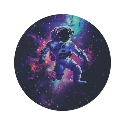 "Starry Space Astronaut Round Rug"