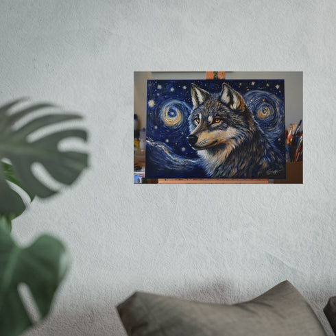 Starry Wolf Night Sky Art