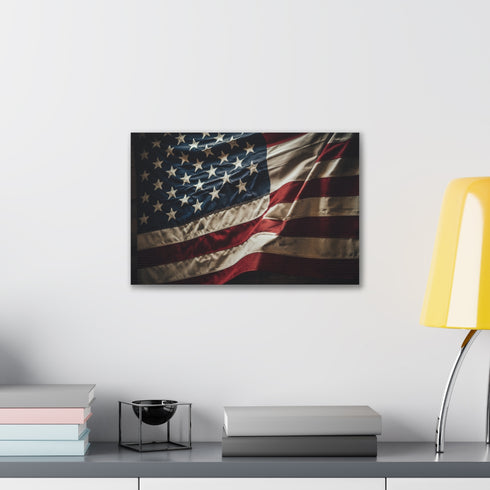 American flag canvas art print for patriotic home decor.