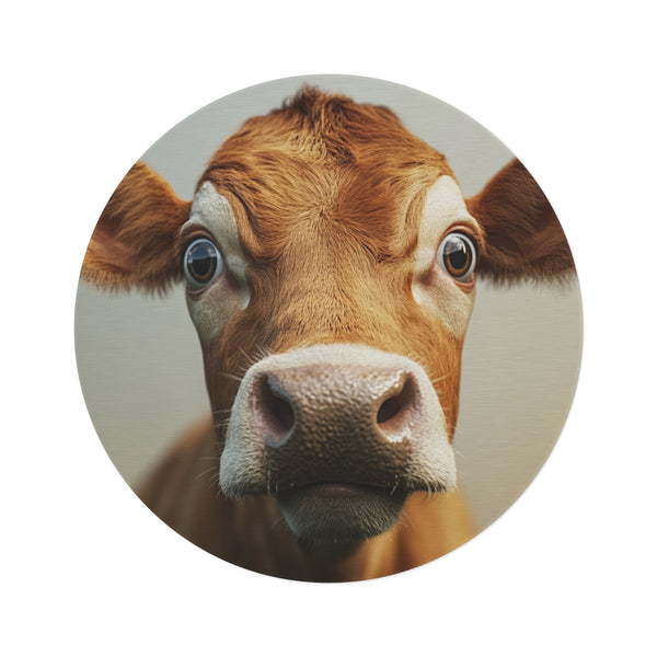 "Startled Cow Round Rug"