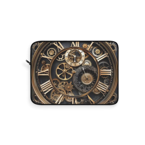 "Steampunk Clock Laptop Sleeve: Gear Up Your Tech"