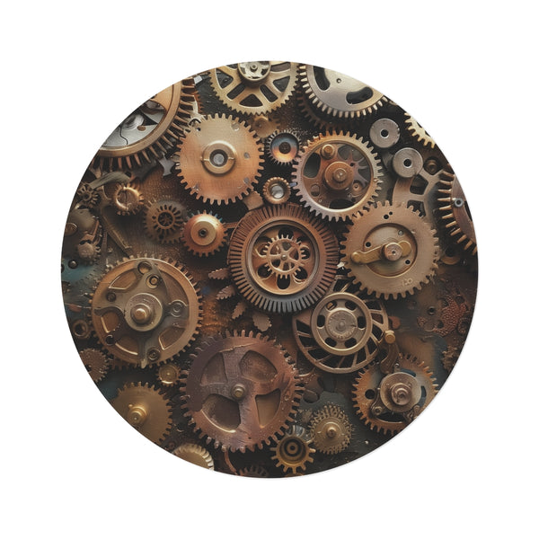 Steampunk Gear Round Rug: Industrial Elegance