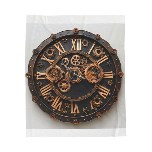 "Steampunk Gearworks Plush Blanket"
