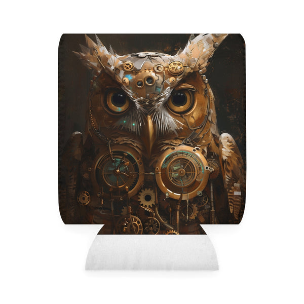 Steampunk Owl Can Cooler Sleeve: Keep Your Drink Cold in Style!