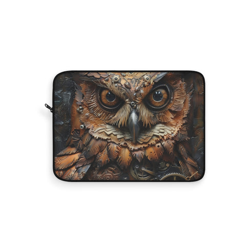 "Steampunk Owl Laptop Sleeve: Protect Your Tech in Style!"