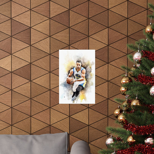 Steph Curry Basketball Superstar Poster, Matte Paper, 12" x 18"