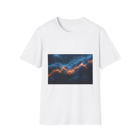 Storm Clouds with Glowing Geometric Vein Graphic Unisex Softstyle T-Shirt - Front View