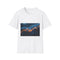 Storm Clouds with Glowing Geometric Vein Graphic Unisex Softstyle T-Shirt - Front View