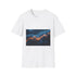 Storm Clouds with Glowing Geometric Vein Graphic Unisex Softstyle T-Shirt - Front View