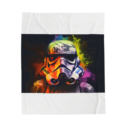 "Storm Trooper Watercolor Plush Blanket: Cozy Galactic Comfort"