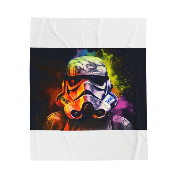 "Storm Trooper Watercolor Plush Blanket: Cozy Galactic Comfort"