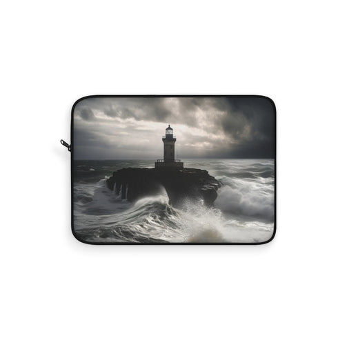 "Stormy Lighthouse Crash Laptop Sleeve"