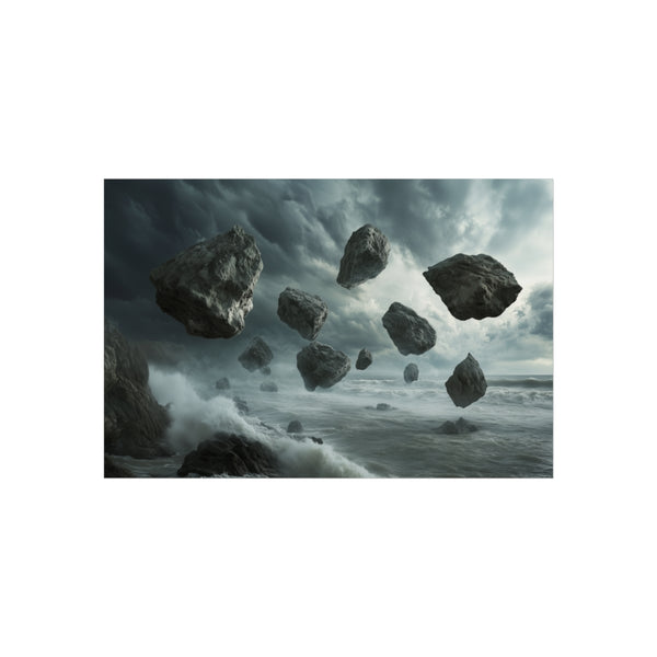 "Stormy Ocean with Floating Rocks"