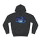 Stormy Ocean with Levitating Rocks Graphic Unisex College Hoodie - Jet Black Front