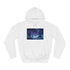 Stormy Ocean with Levitating Rocks Graphic Unisex College Hoodie - Arctic White Front