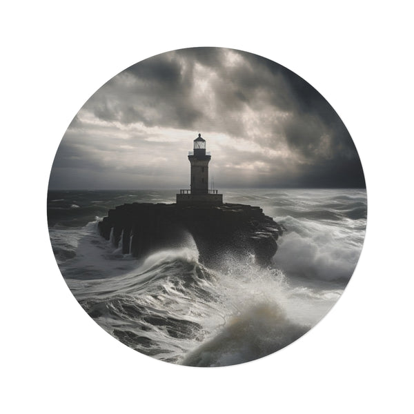 "Stormy Seas Lighthouse Round Rug"