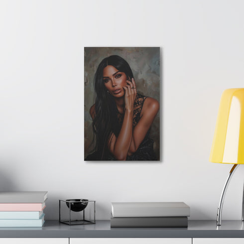 Minimalist canvas print featuring stunning beauty of Kim, elegant and graceful.
