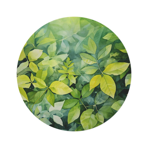 "Summer Foliage Round Rug: Nature-Inspired Décor"