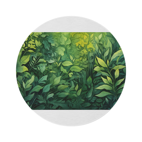 "Summer Foliage Watercolor Round Rug"
