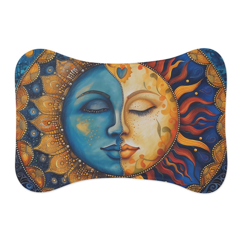 "Sun and Moon Mandala Pet Mat: A Bohemian Retreat"