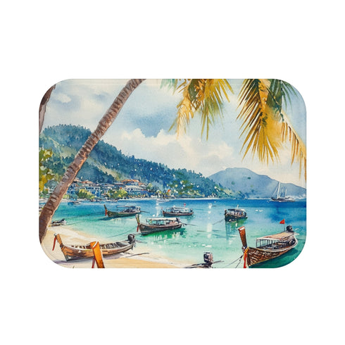 "Sun-kissed Phuket Watercolor Bath Mat"