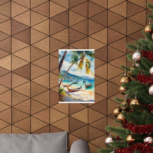 Sun-Kissed Phuket Thailand Watercolor Poster for Valentine's Day décor.