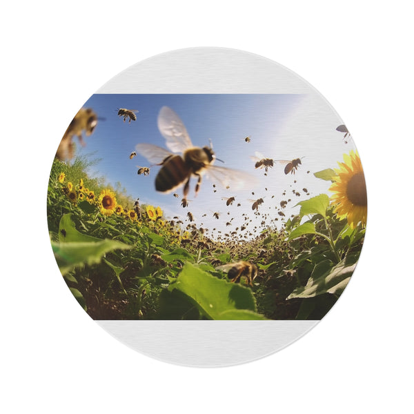 "Sunflower Buzz Round Rug"