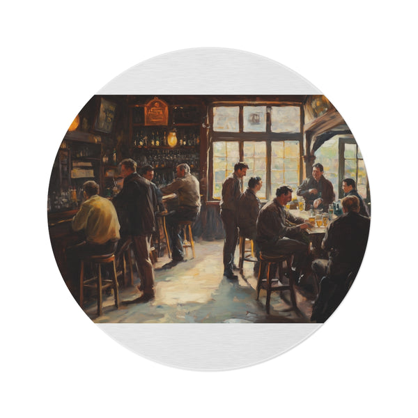 "Sunny Pub Painting Round Rug"