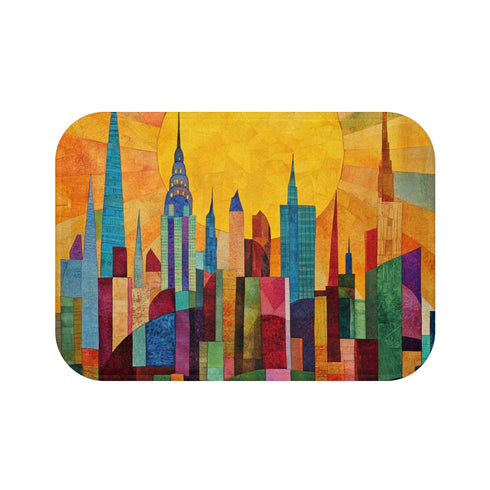 "Sunny Skyline Yellow Bath Mat"