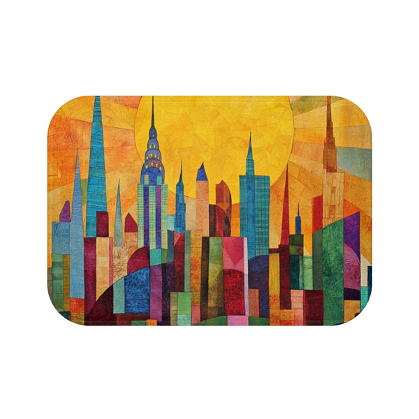 "Sunny Skyline Yellow Bath Mat"