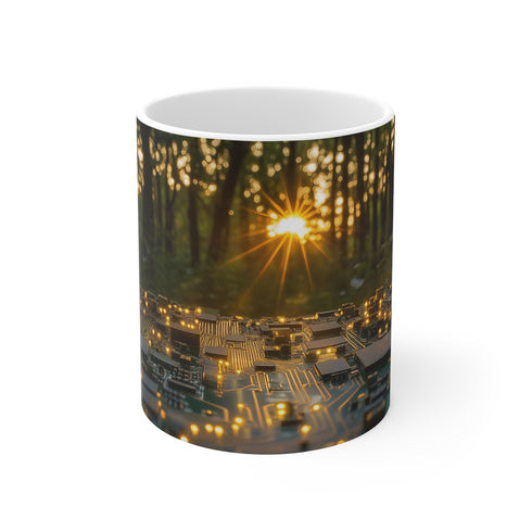 Sunrise Circuit Board Forest Mug