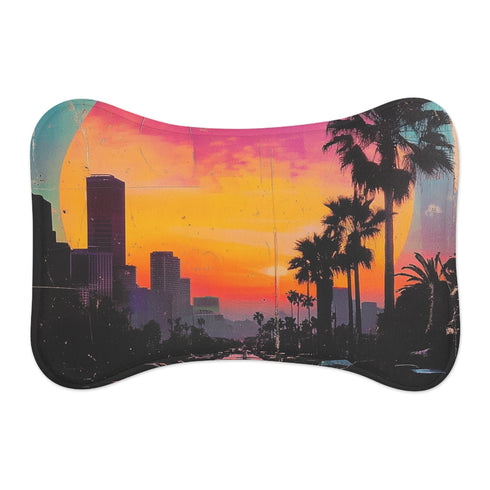 Sunset 80s Collage Pet Mat: Retro Vibes for Your Furry Friend