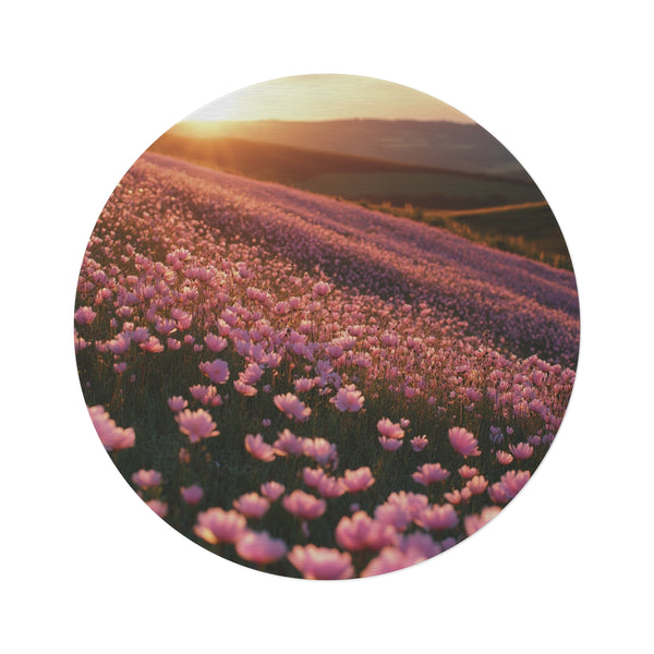 "Sunset Blooms Round Rug"