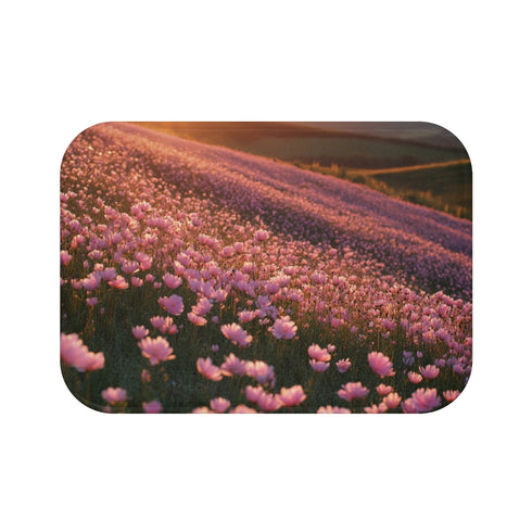 "Sunset Field Pink Paradise Bath Mat"