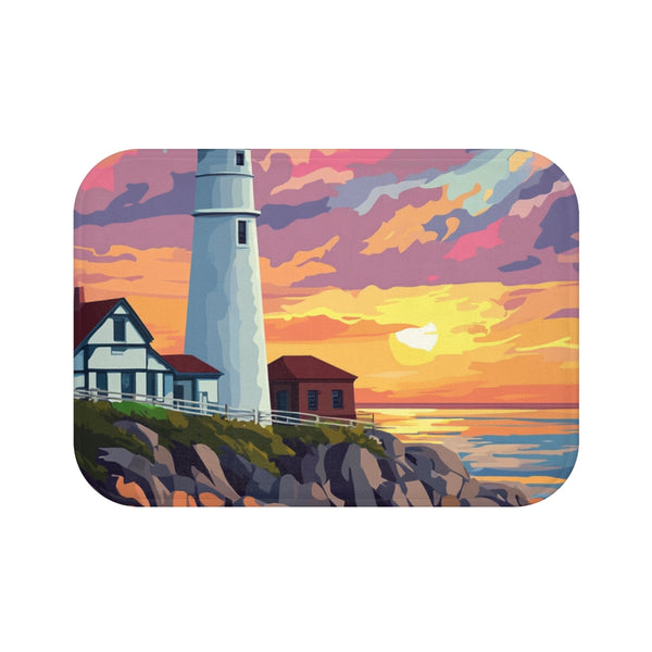 "Sunset Lighthouse Coastal Bath Mat"