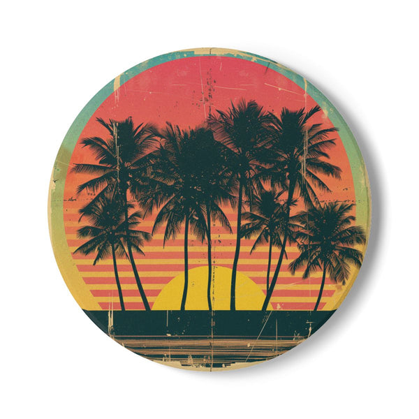 "Sunset Palms Coaster: Vintage Vibes"
