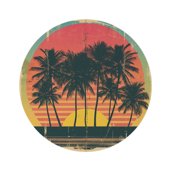 Sunset Palms Retro Round Rug