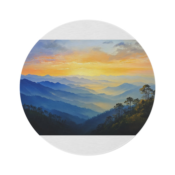 "Sunset Splendor Round Rug: Doi Inthanon National Park"