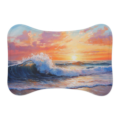 "Sunset Wave Beach Pet Mat"