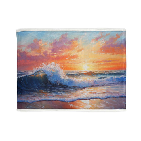 "Sunset Wave Beach Seascape Bedspread"