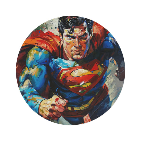 "Superman Painted Round Rug Masterpiece"