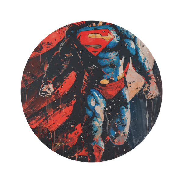"Superman Shield Round Rug - Unleash Your Superhero Style!"