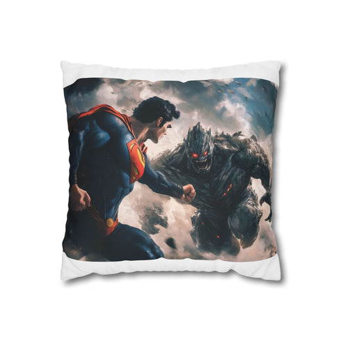 "Superman vs Doomsday Pillowcase: Epic Battle Design"