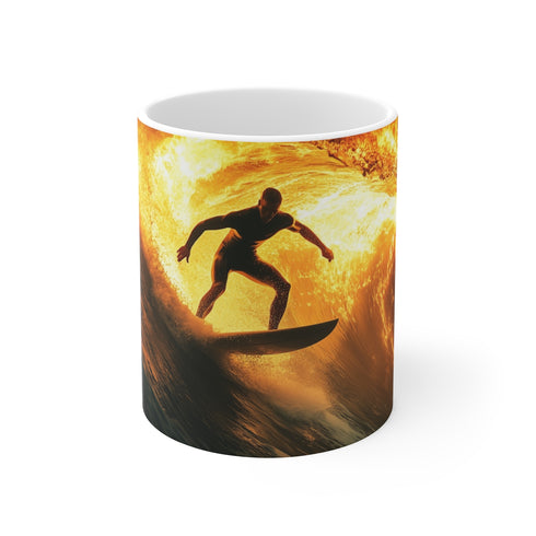 "Surfer Fire Waves Coffee Mug"