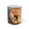 Surfer Mug Featuring Fiery Waves