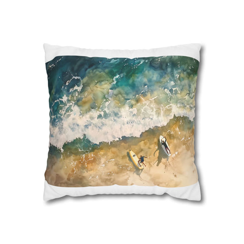 "Surfing Paradise Pillowcase: Aerial Watercolor"