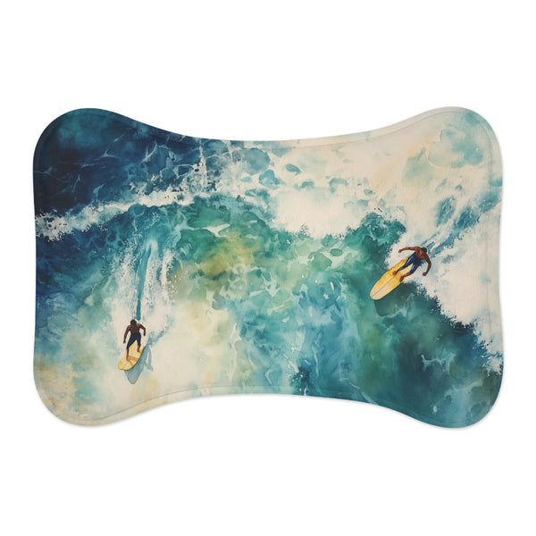 "Surfing Pup Watercolor Pet Mat"