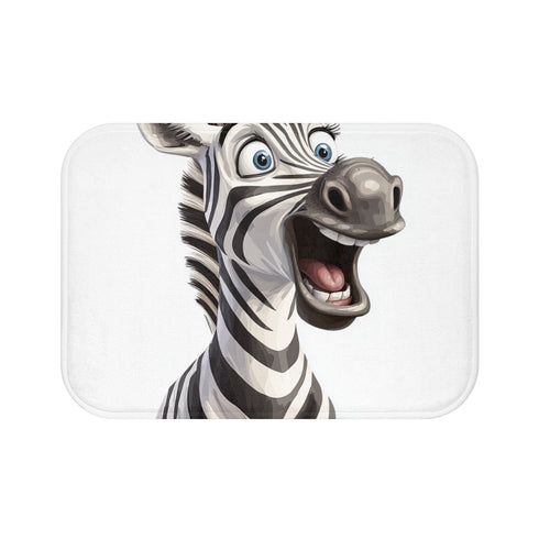 "Surprised Zebra Cartoon Bath Mat"